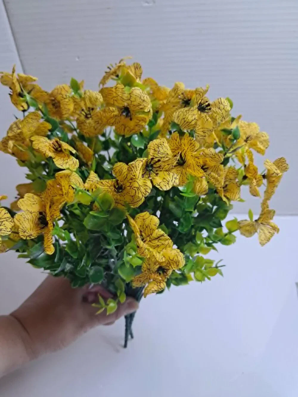 3 Bundles Artificial Yellow Flowers Green Leaves Floral Home Decor